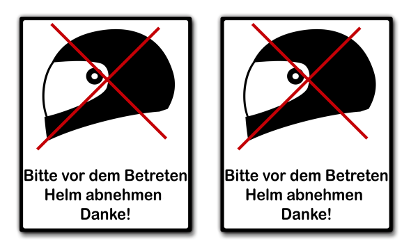 Aufkleber Vor dem Betreten Helm abnehmen